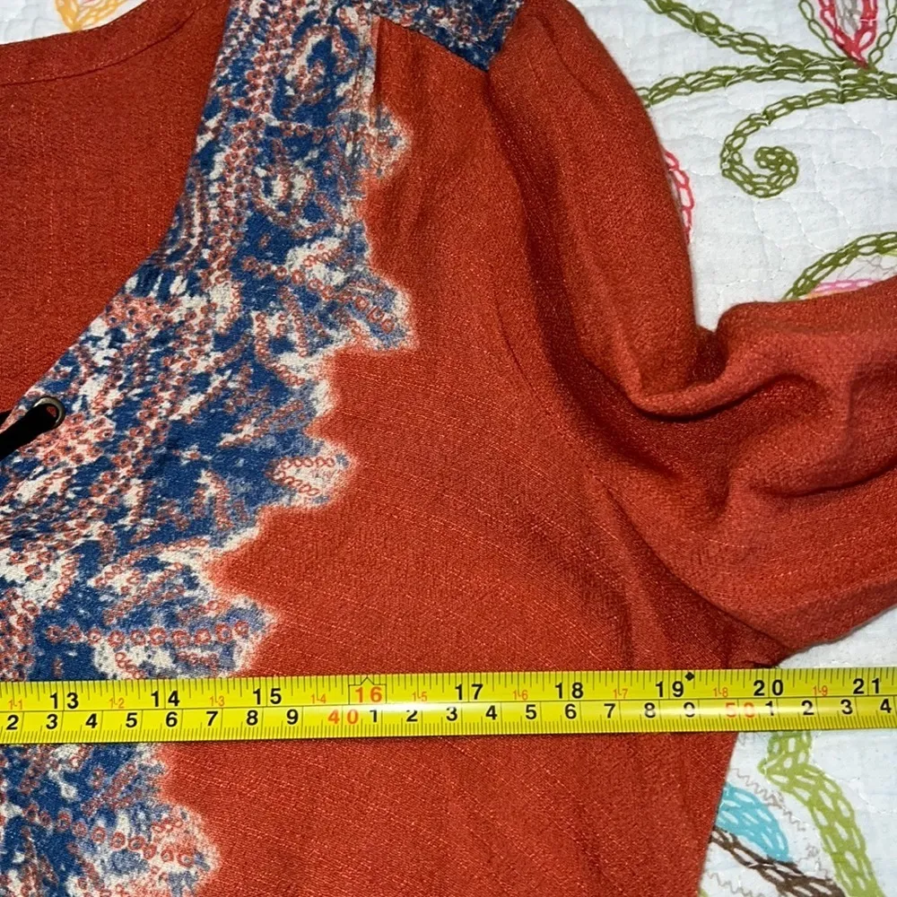 Free People medium tunic boho blouse blue laced front wildest moments split side - Image 6