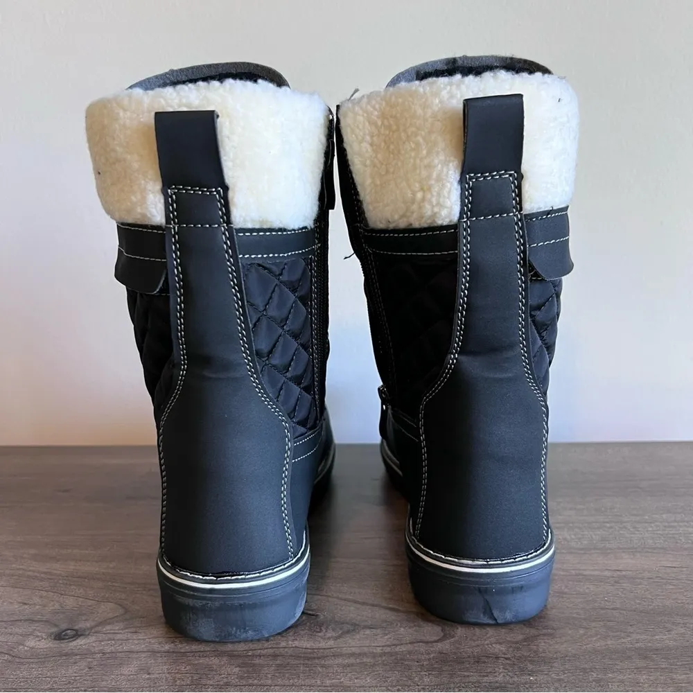 Polar Lace Up Quilted Faux Fur Lined Women's Boot With Side Zip Pocket Size 7 - Image 6