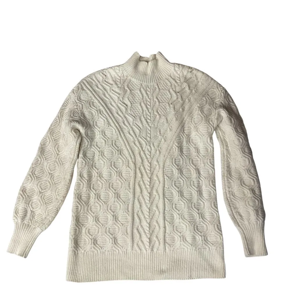 Talbots Women's Cable Knit Turtleneck Sweater Size XS‎ Cream Long Sleeve Warm - Image 6