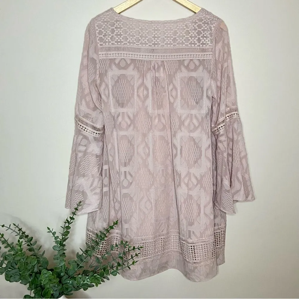 Anthropologie Women’s Floreat Esme‎ Tassel Tunic Dress Light Pink Lace Size 6 - Image 9