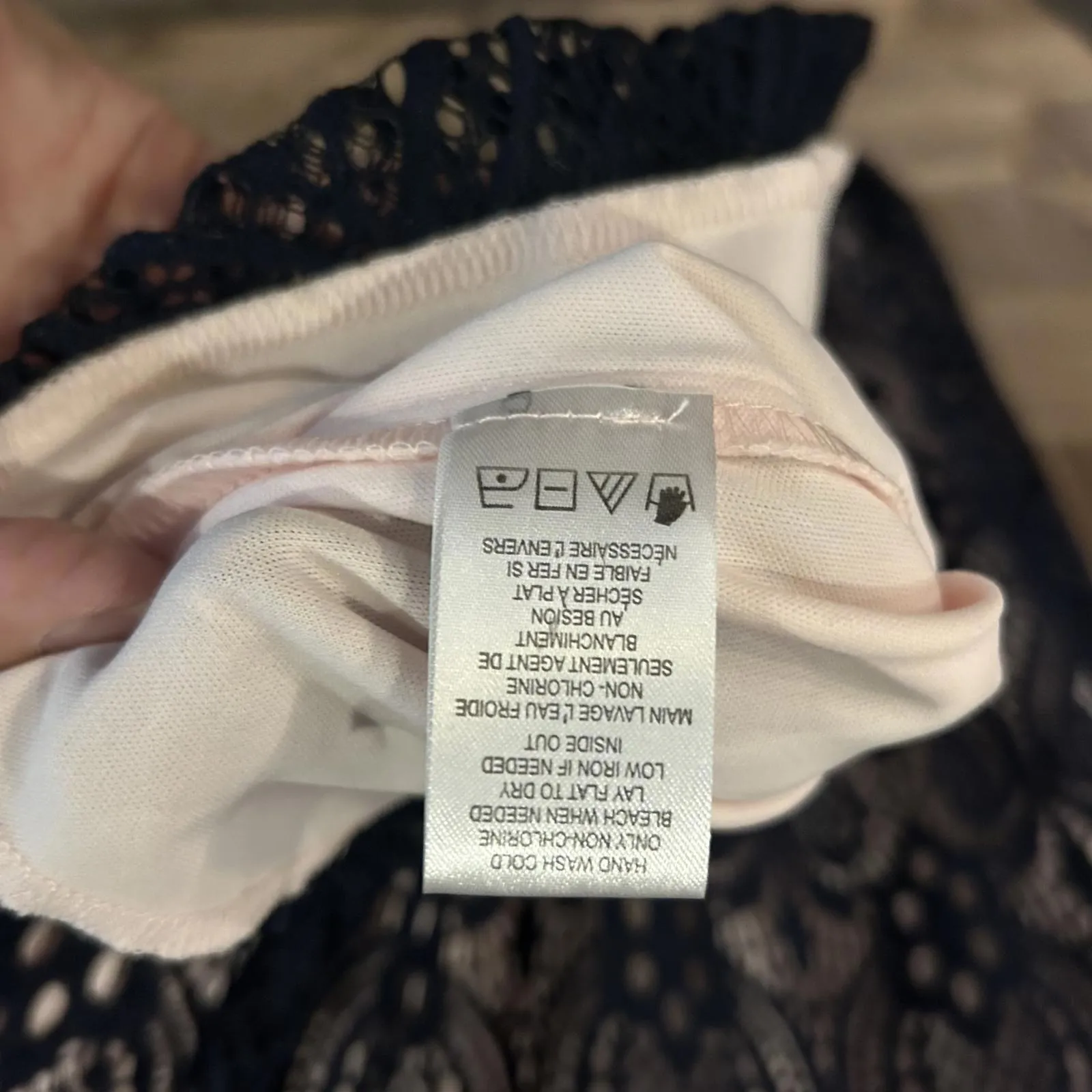 Coldwater Creek Women's Navy Crochet Dress Size 8 Cottagecore - Image 5