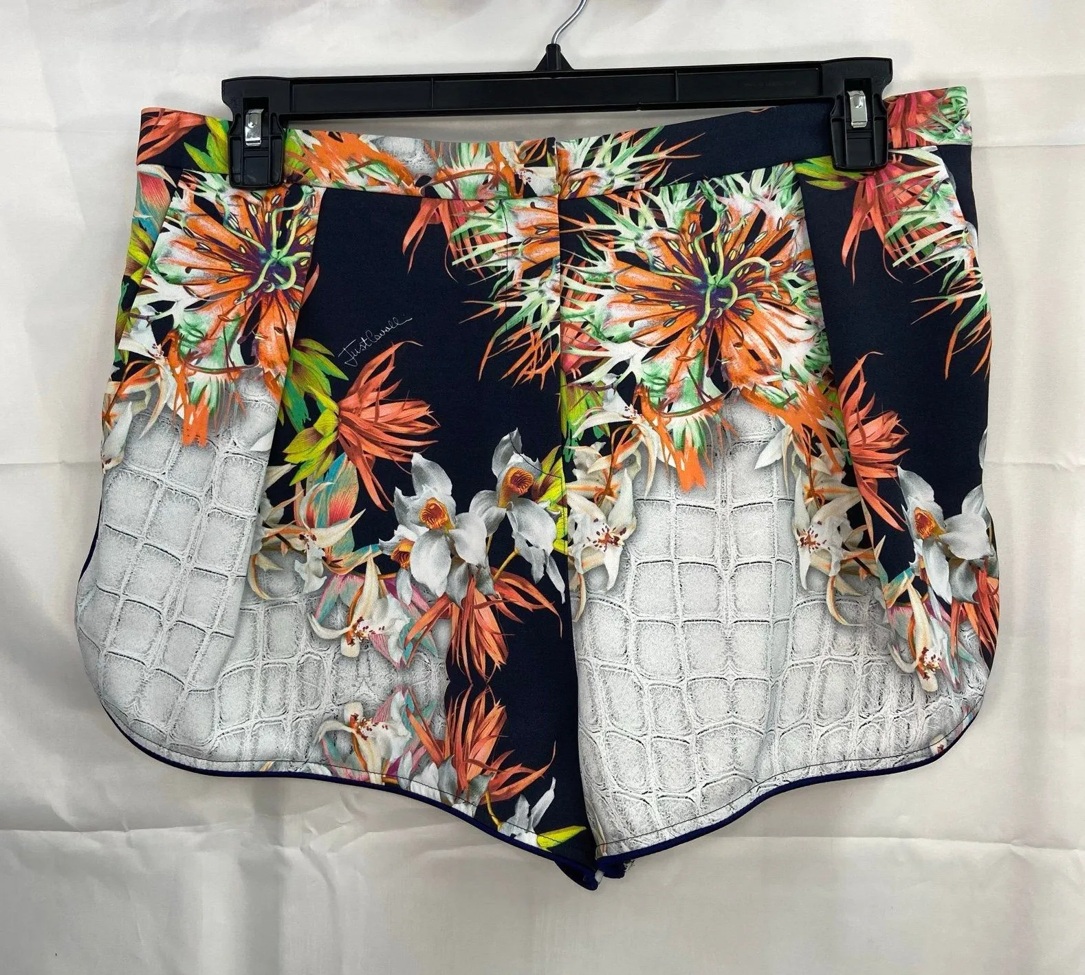 Just Cavalli women's multicolor stretch floral pocket artistic shorts casual 12 - Image 1