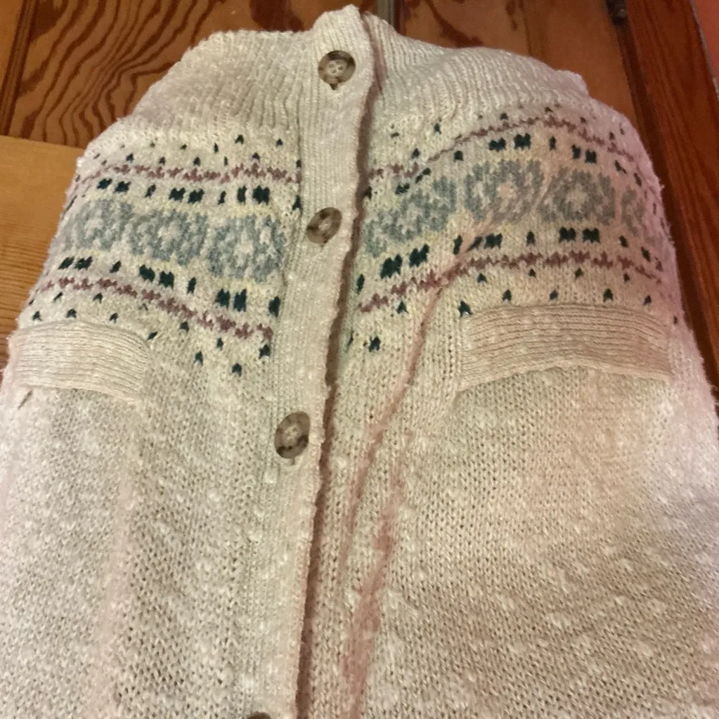 Vintage 90s Grandpa Linen Sweater Vest Button Front Neutral Knit Size XL - Image 4