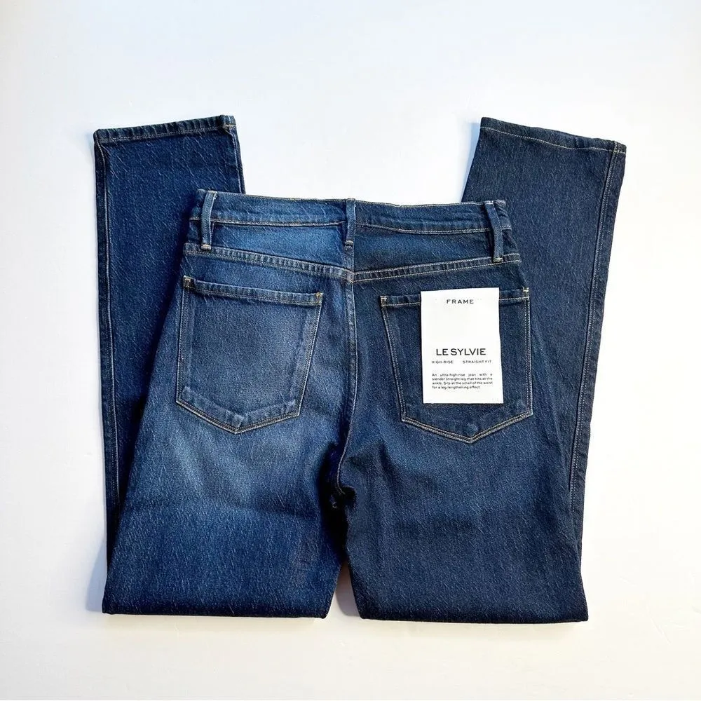 FRAME DENIM Le Sylvie Slender Straight Jeans High Rise Two Toned Wash Size 26 - Image 6