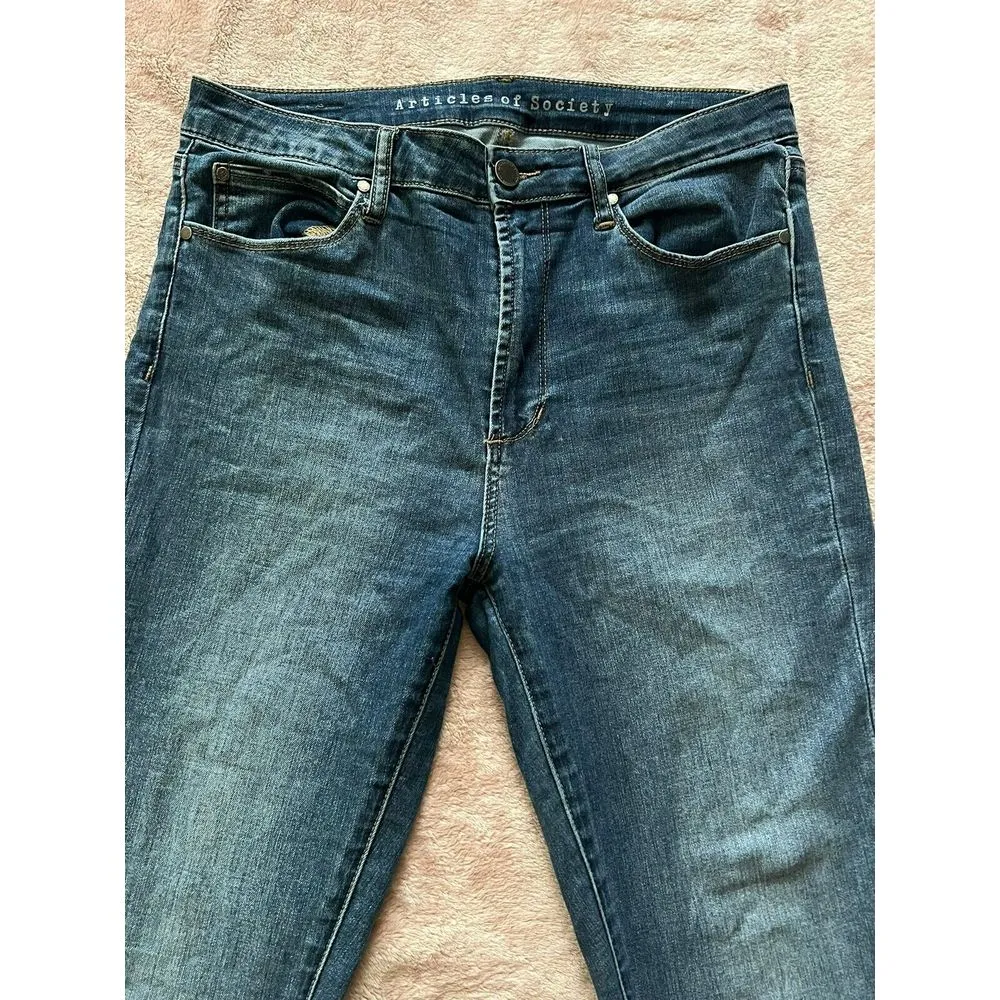 Articles Of Society Womens Size 29 Blue‎ Slim Stretch Distressed Denim Jeans - Image 2