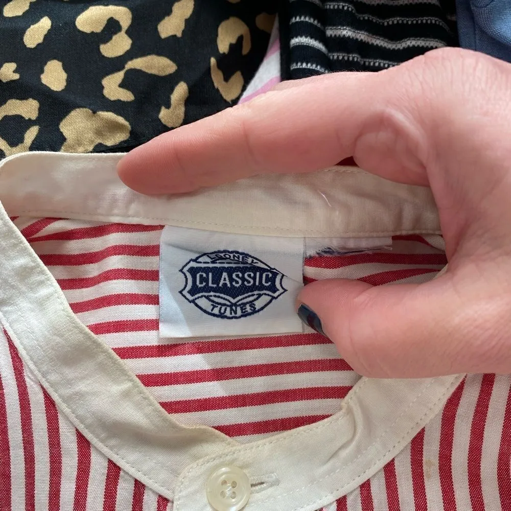Vintage looney tunes stripe button down 1995 Red Size M - Image 4
