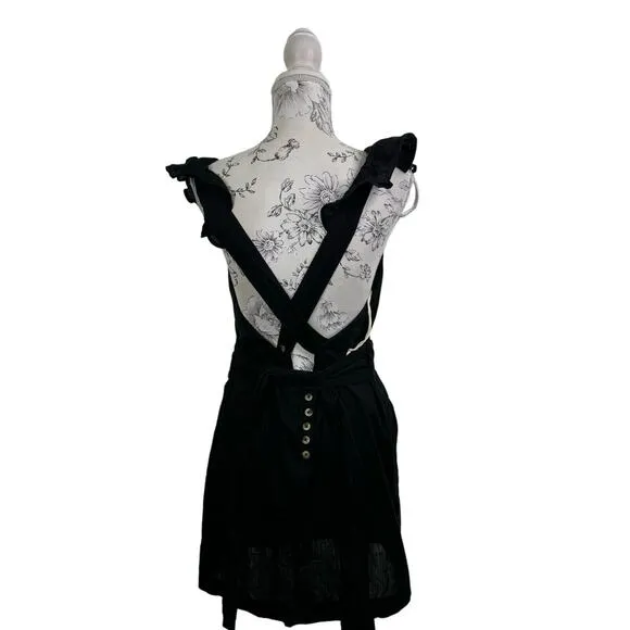 Free People Endless Summer Black Mini Tie‎ Ruffle Linen Blend Dress Size M NWT - Image 4