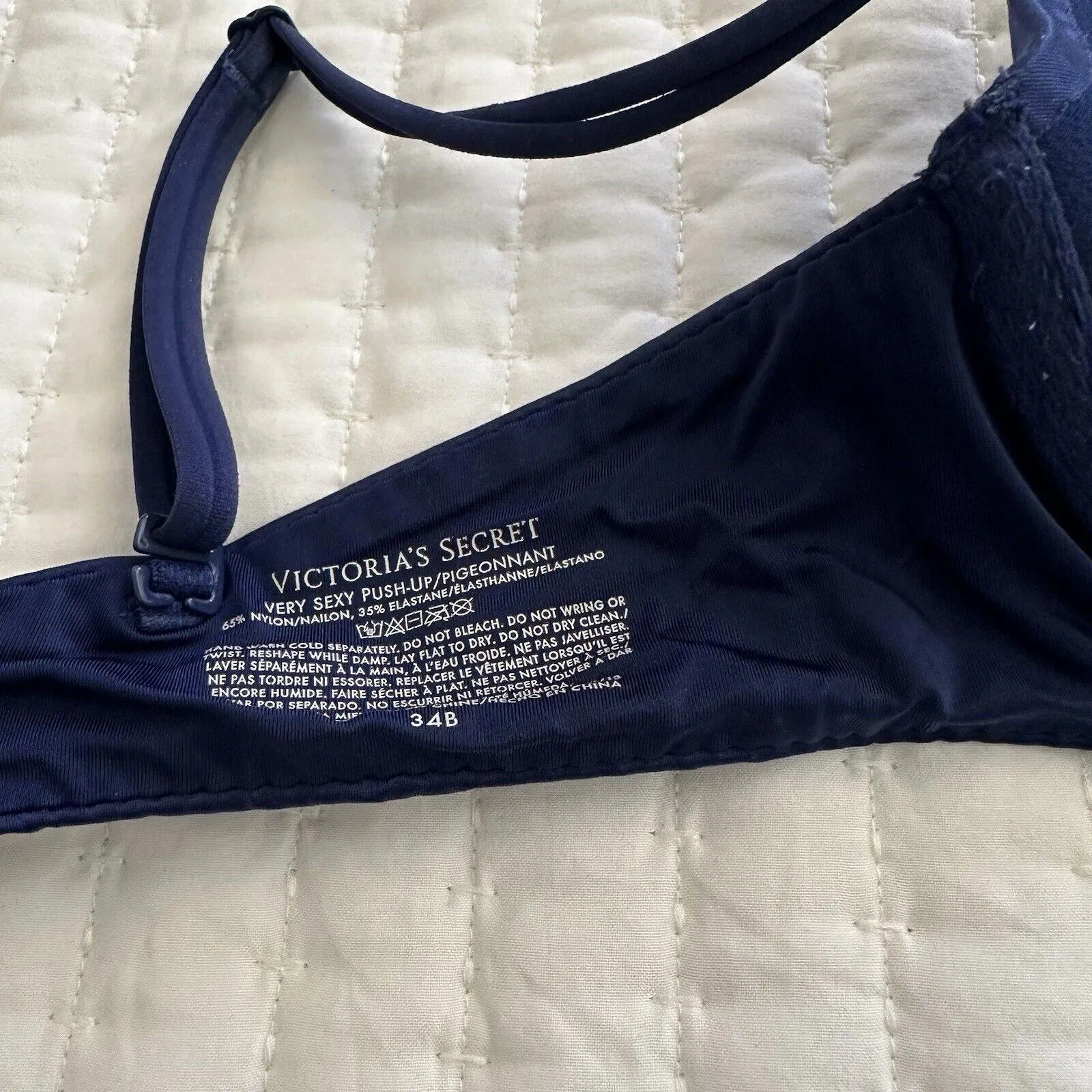 Victoria’s Secret Very Sexy Rhinestone Push Up Bra 34B Underwire Blue - Image 9