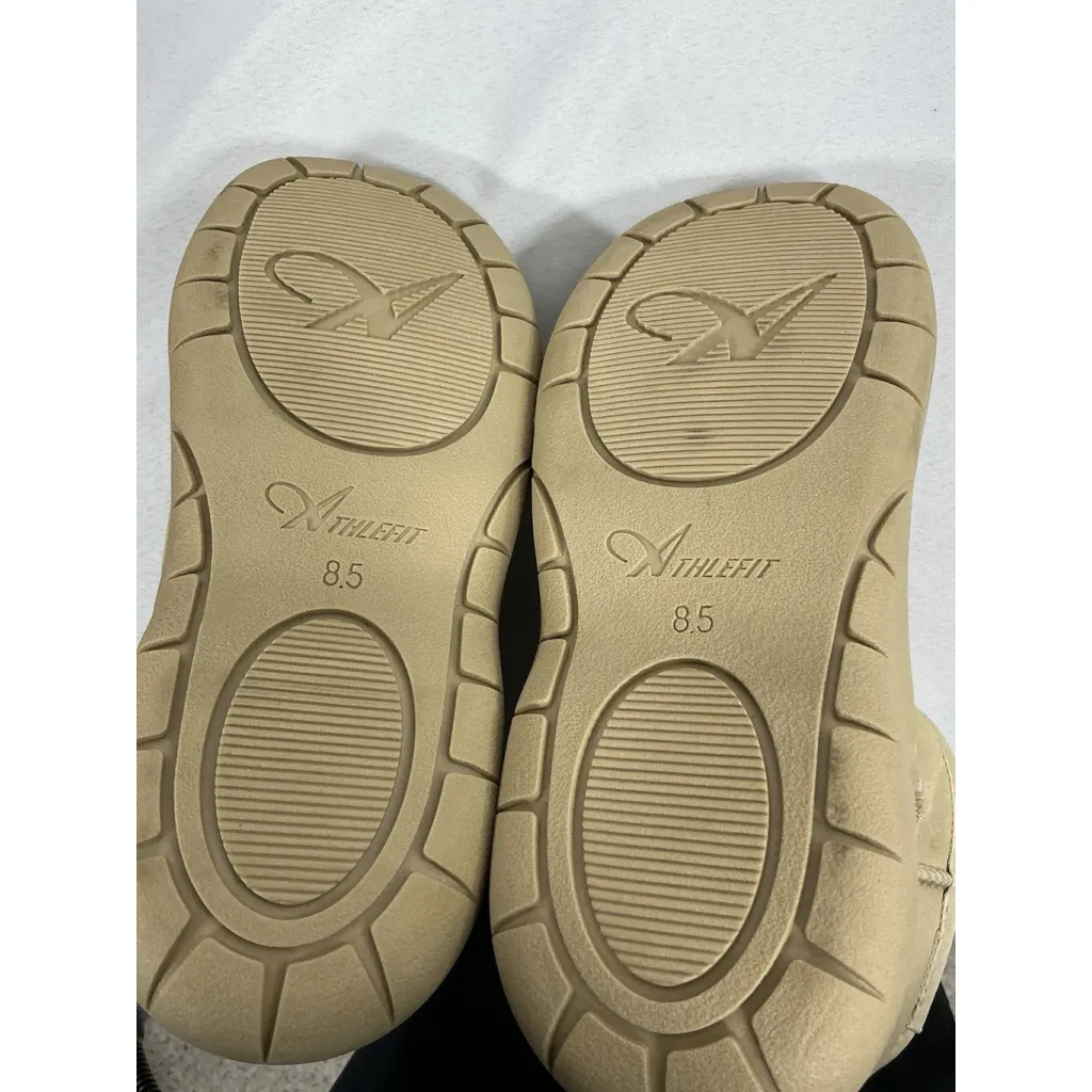 Womans Athlefit Pullon Lined Ankle Boots Size 8.5 Beige Round Toe NWT Tan - Image 8