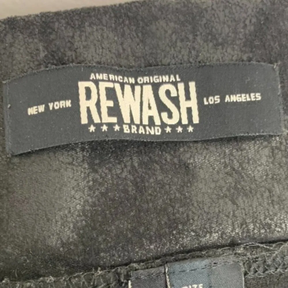 American Original Rewash Brand Faux Suede Black Leggings - Image 3