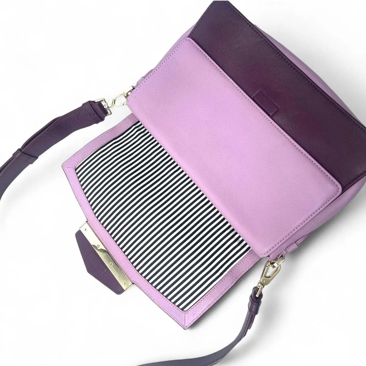 carmel court kaela large multi-part interior purple leather Bag Purse Crossbody - Image 6