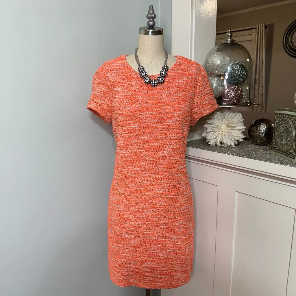 Piperlime Orange Tweed Short Sleeve Mini Sheath Dress Small Nwt - Image 2