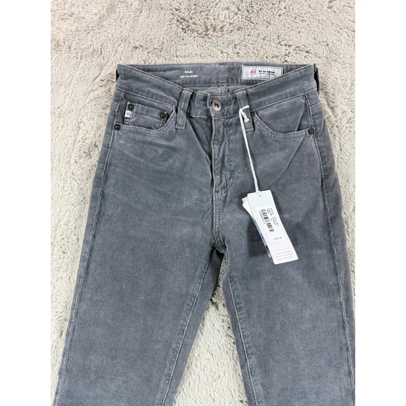 NWT AG Adriano Goldschmied Mari High Rise Straight Leg Corduroy Pants 23 Gray - Image 15
