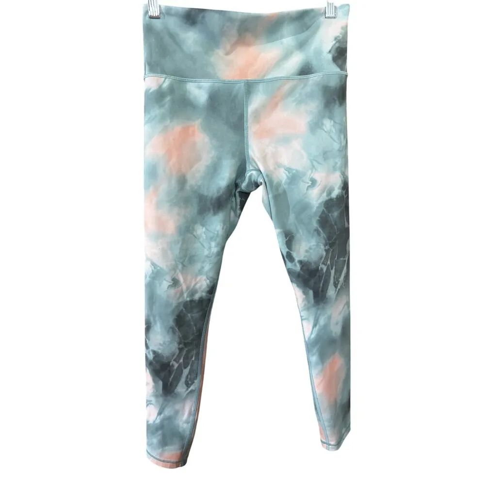 Athleta Women's Size Medium Elevation Printed 7/8 Print Cropped Leggings Blue - Image 3