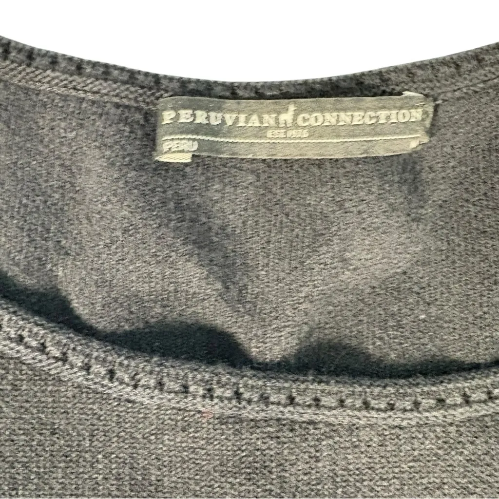 Peruvian Connection Knit Bodycon Dress Womens Medium Black Boho Whimsigoth - Image 6