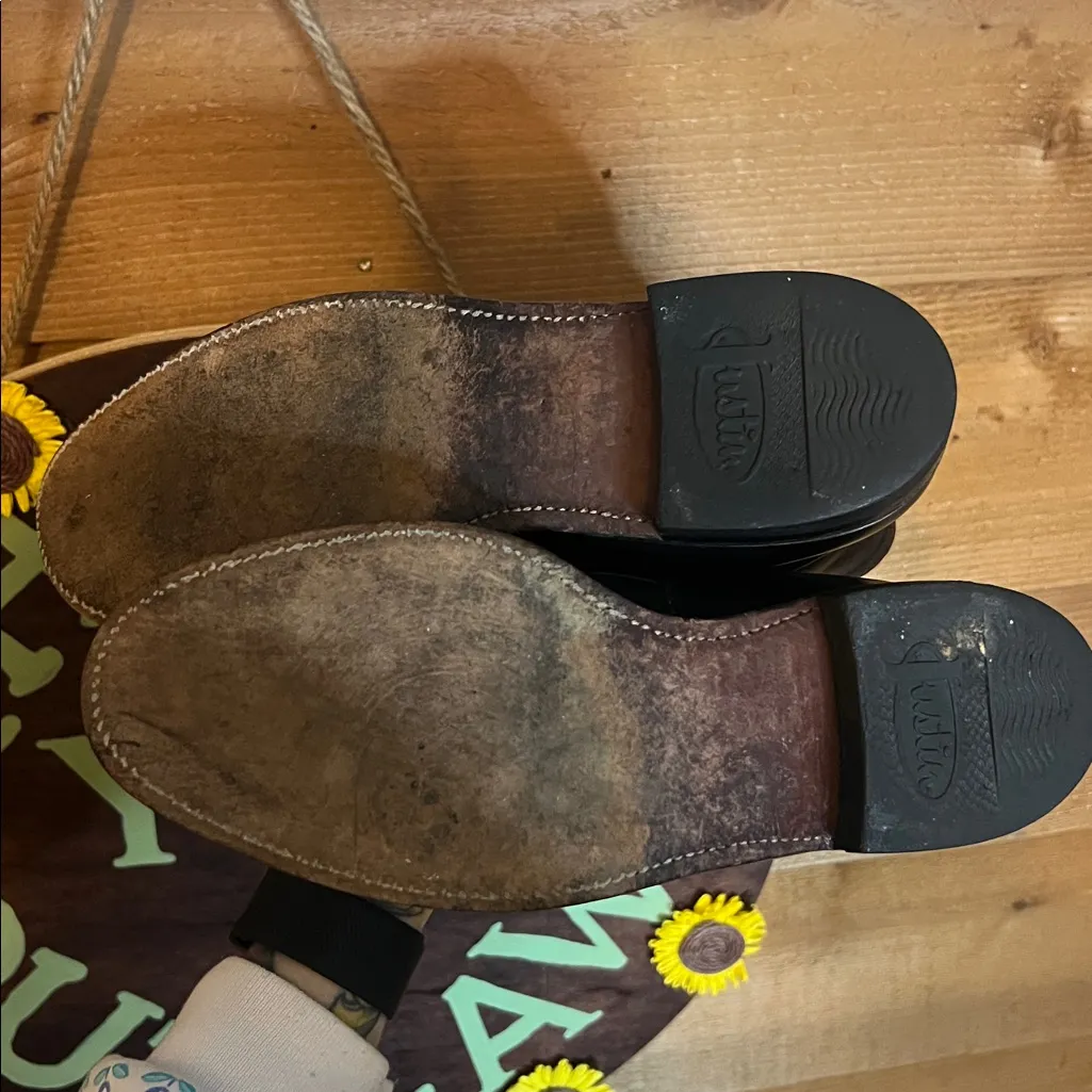 Vintage Justin Kiltie Leather Black Mid Calf Western Equestrian Lace Riding Boot - Image 8