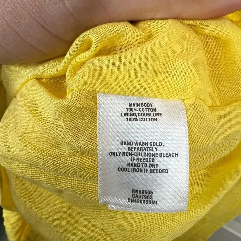 Caslon  Women's Yellow Midi Tie Strap Dress Size M Sleeveless 100% Cotton Smocked - Image 11