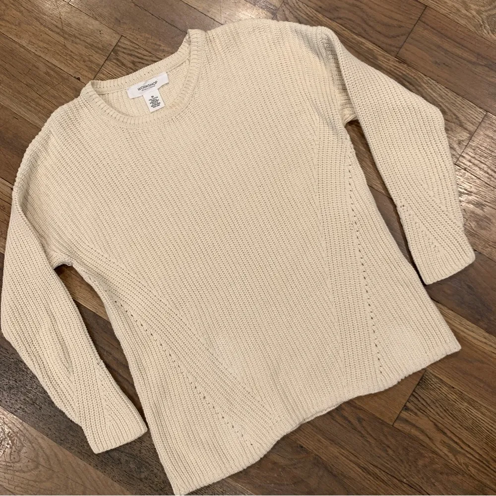 Workshop Republic Clothing Womans Creme Knit Sweater Size Medium - Image 2