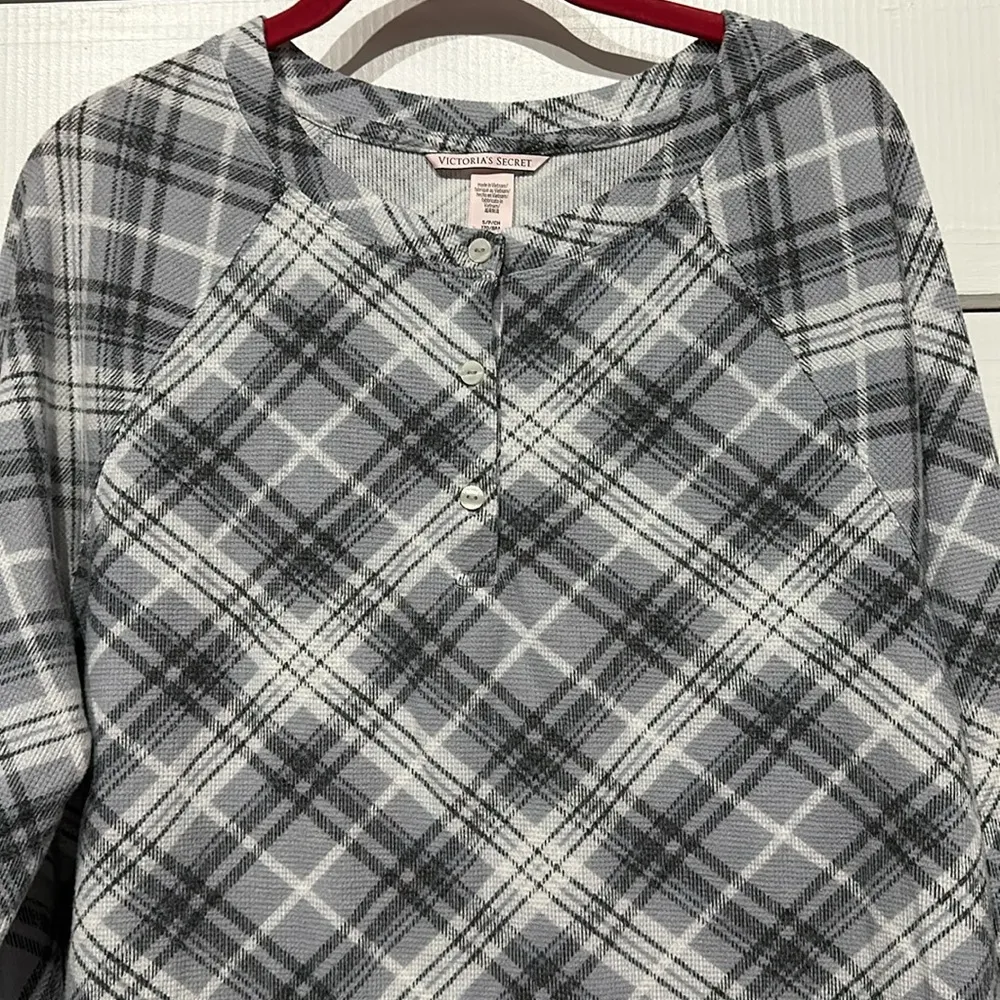 Victoria’s Secret Thermal Pajama Set Gray Plaid - Image 4