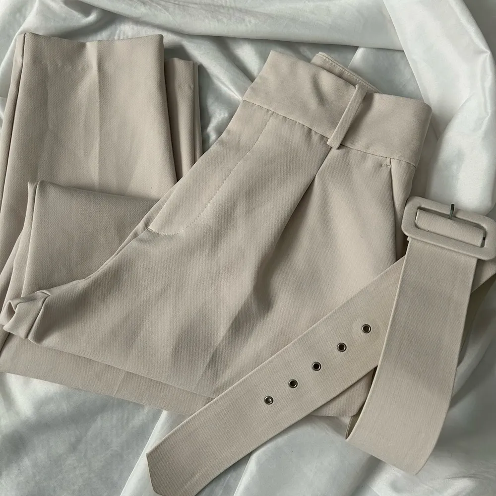 | wide belt pleated straight tapered leg trousers - Image 6