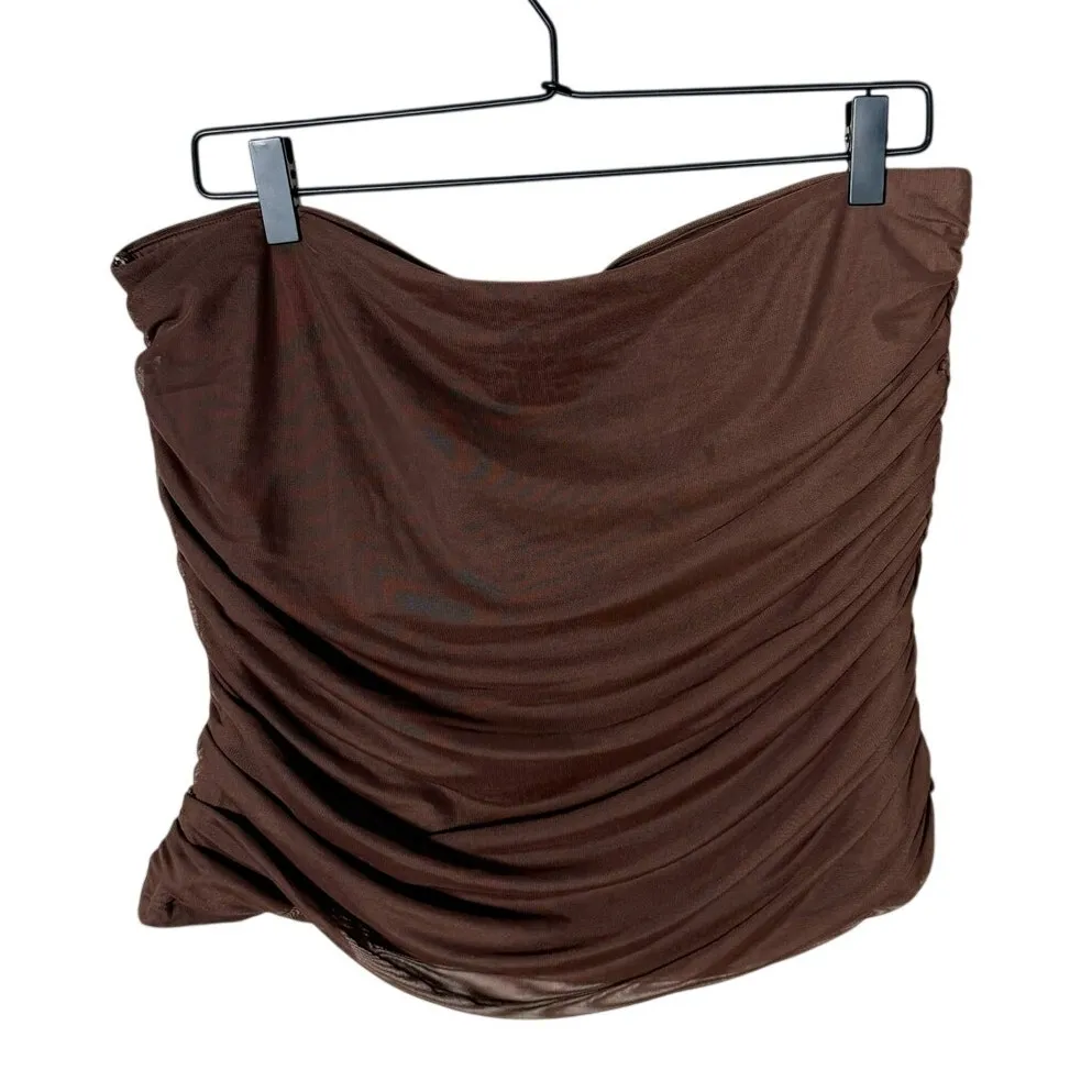 Abercrombie & Fitch Bra-Free Mesh Hardware Tube Top Chestnut Brown Size XL NEW - Image 4