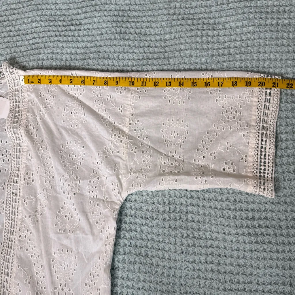 NWT Michael Stars Gardina Wrap Womens Shirt White Eyelet Prairie Cottage Boho - Image 7