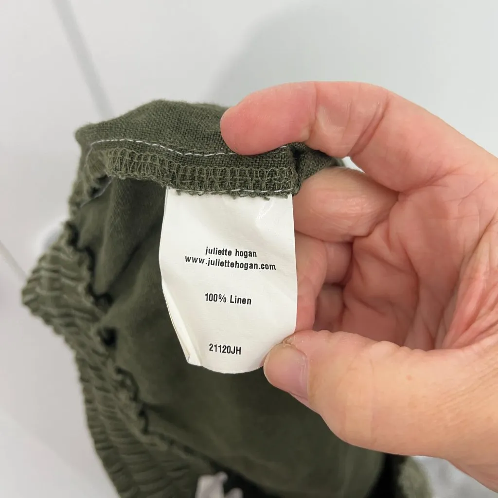 Reformation Juliette Hogan Size 8 Green Linen Cropped Wide Leg Pants - Image 7