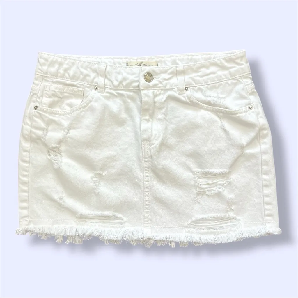Free People Out Of Ordinary White Distressed Mini Skirt - Image 2