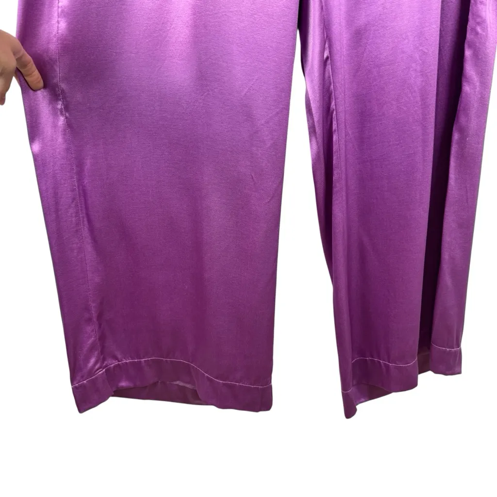 Free People Good Days Satin Trousers Pants Size XL Wide Leg Relaxed Fit Pleated - Image 8