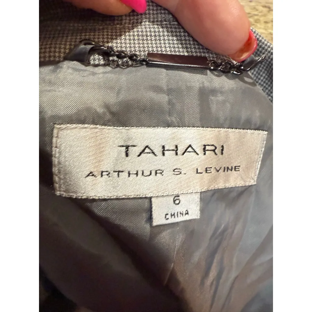 Women's Tahari Arthur S. Levine Gray Blazer Suit Jacket Size 6 - Image 7