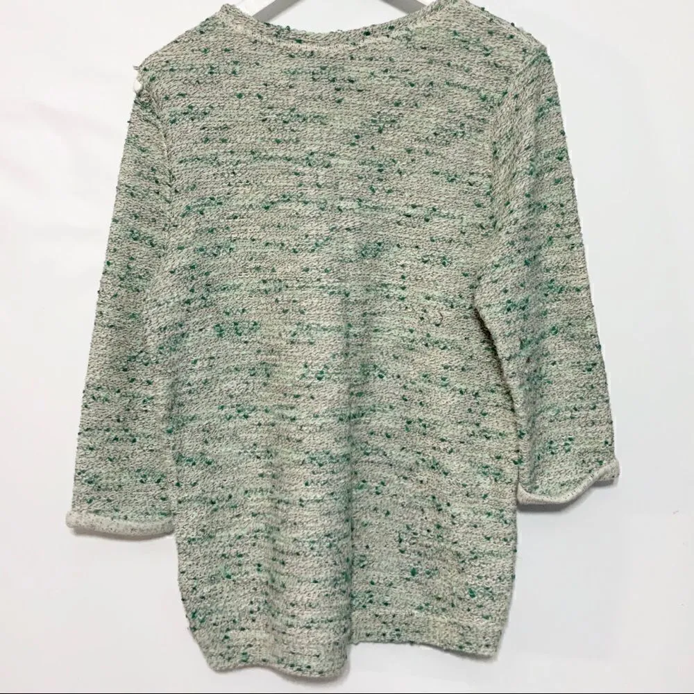 H&M green cream speckled sweater small - Image 5