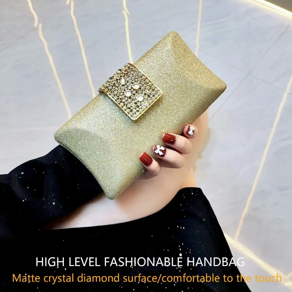 ⚡ Women's Shoulder Fashionable Suitable Wallet Evening Cocktail Parties Handbag Gold - Image 5