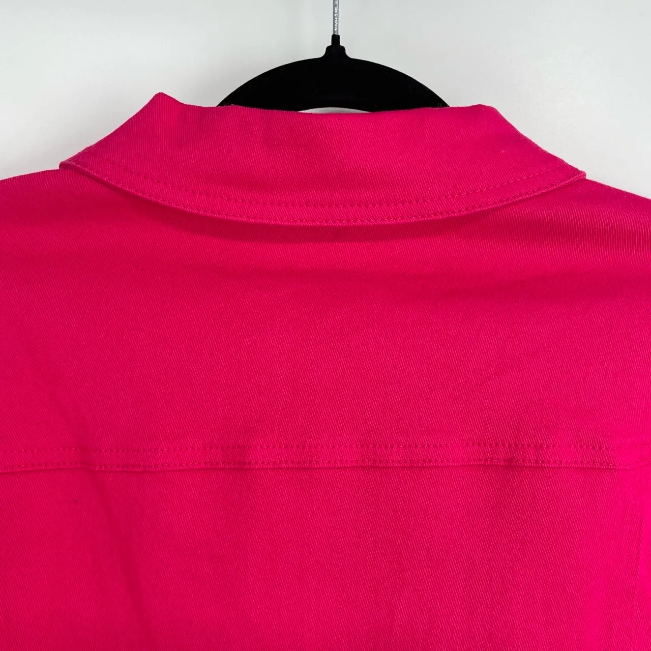 Allegra K Womens Long Sleeve Hot Pink Barbie Core Crop Button Denim Jacket XS‎ - Image 5