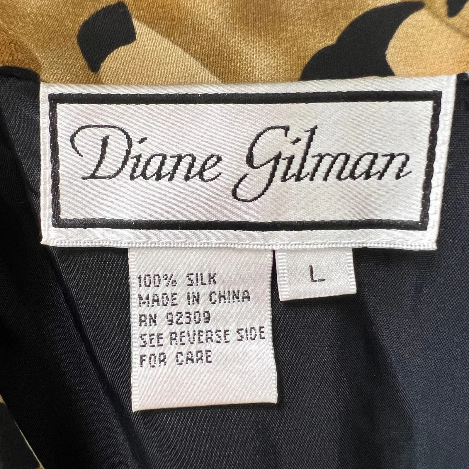 Diane Gilman 100% Silk Blazer Large Vintage Animal Print Statement Jacket - Image 3