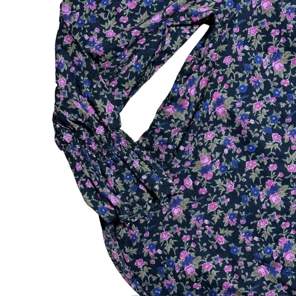 Free People Long Sleeve Button Up Floral Cotten Blouse | U.S. Woman’s XSmall - Image 5