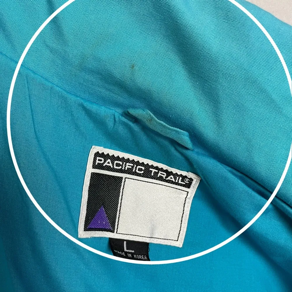 Vintage Pacific Trail Windbreaker Jacket Blue Women Size Large Hood Outdoors 90s - Image 4