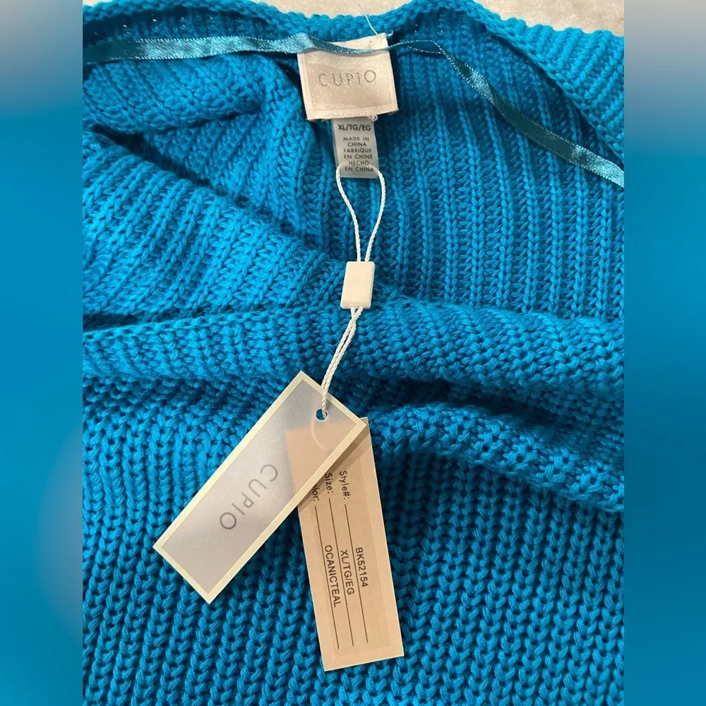 NWT Cupio Size XL Scoop Neck Sleeveless Cotton Teal Blue Knit Vest Top Cotton - Image 8
