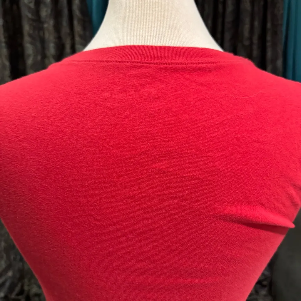 Disney Women Red Minnie Mouse Mom Graphic Design Short Sleeve Crew Neck Top Sz L - Image 7