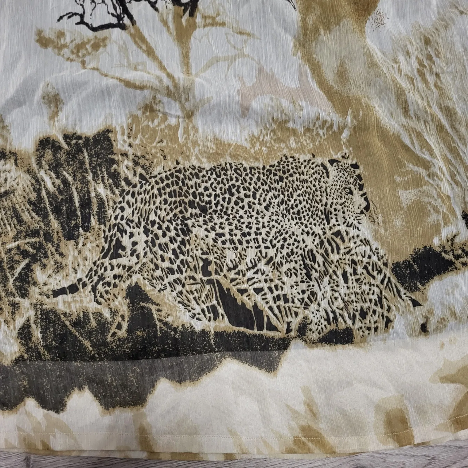 Vintage Silhouettes Womens Plus Size 2X Safari Animal Print Skirt Leopard Midi Tan - Image 5