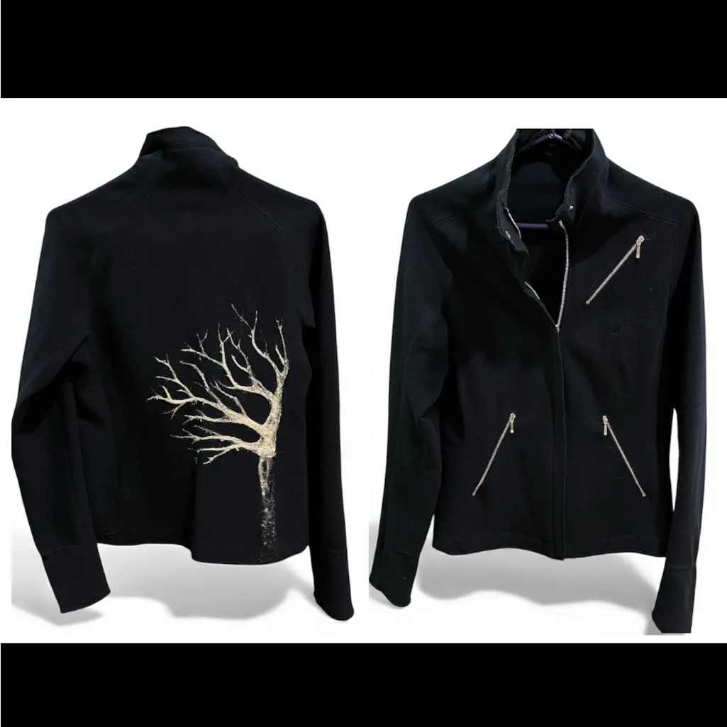 Nau Wool Jacket Navy Contrast Wool Design Size Small Blue - Image 2