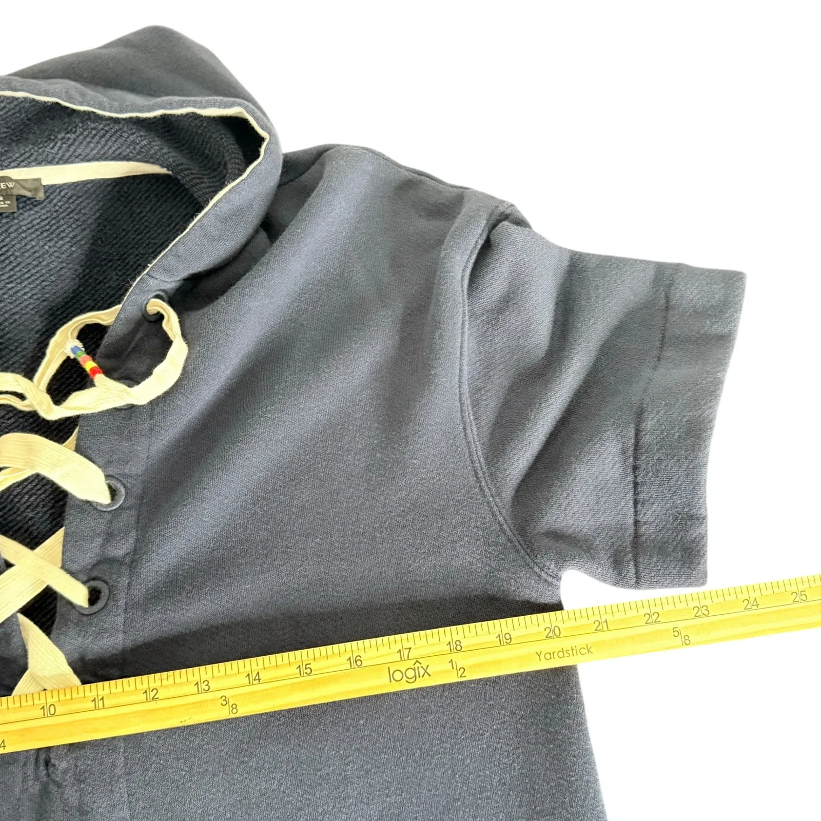 J.Crew Terry Lace Up‎ Hooded Dress Swimsuit Coverup Nautical Coastal Womens S - Image 13