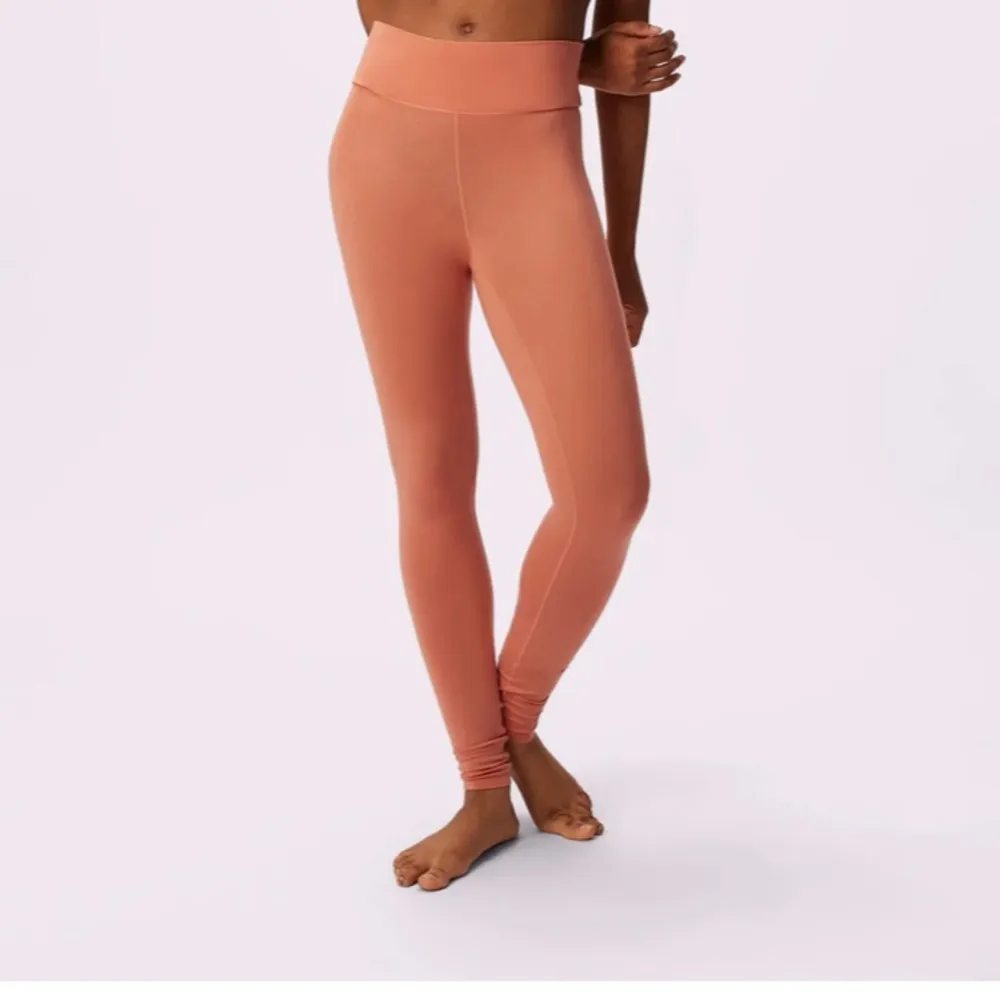 Moyooga Womens Peach Color Ribbed Paneled Activewear Workout Leggings Size Small Pink - Image 4