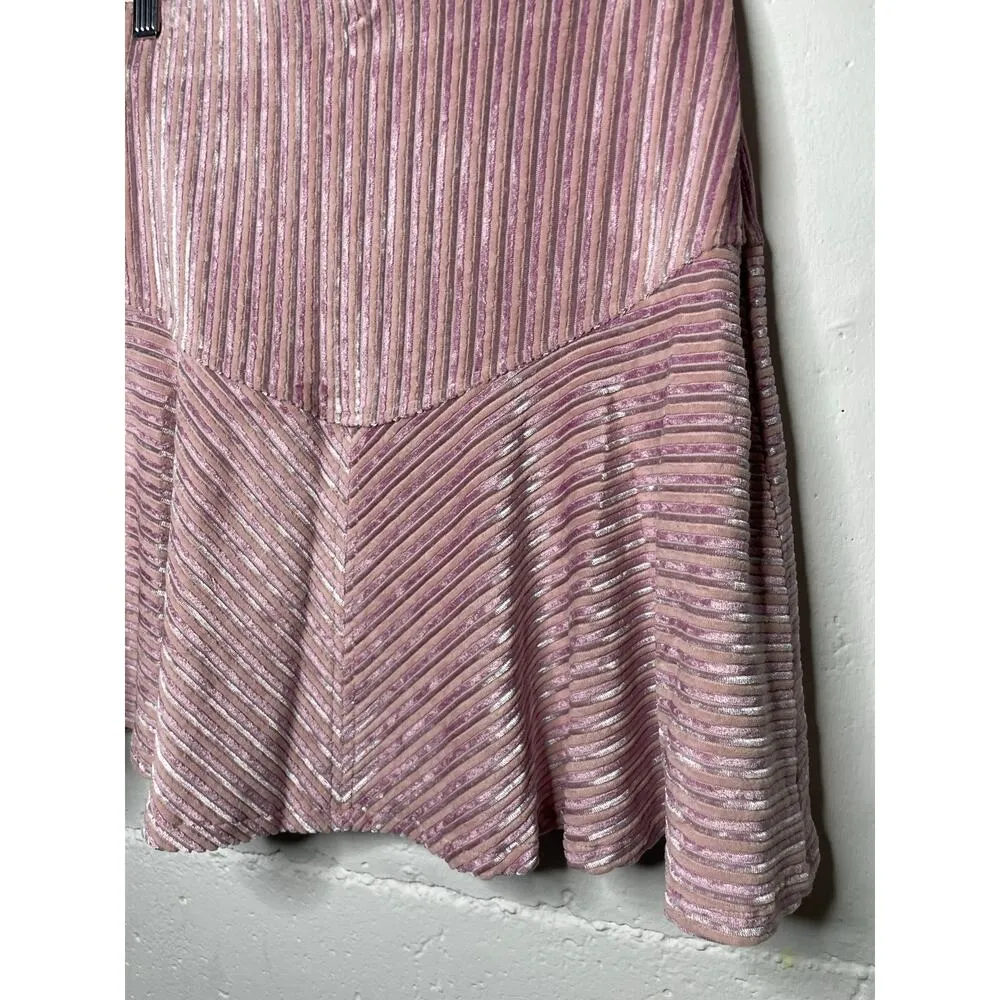 NEW Free People Camden Pink Velvet Ribbed Mini Skirt Size Small - Image 8