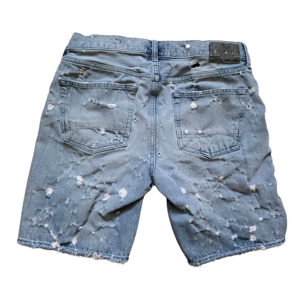 Pacsun Men 32" Slim Shorts Diamond Stash Distress Denim Vertical Stretch Holes - Image 10