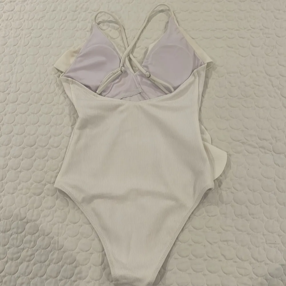 Off white ribbed one piece swim/ bodysuit Size XS - Image 4