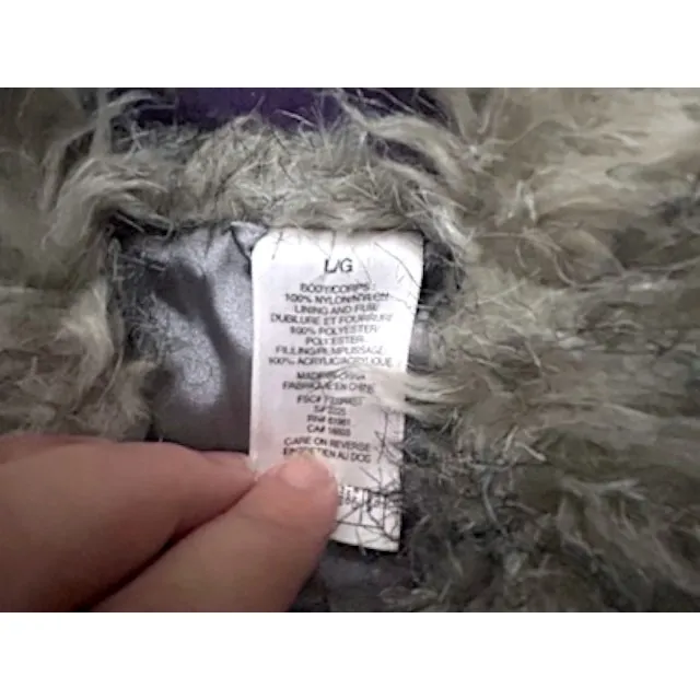 Silver Puffer Coat L Faux Fur Collar Outerwear Cabin Core Cozy Chic Ski Resort‎ Size L - Image 5