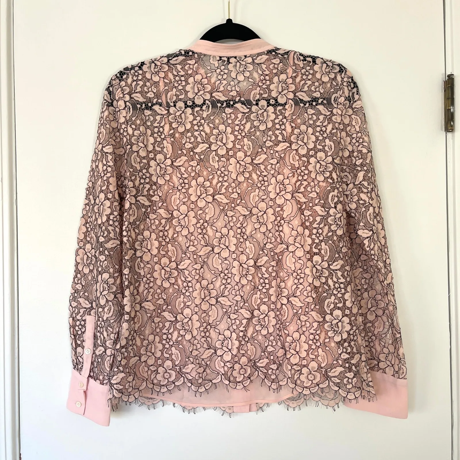J. Crew Pink Lace Button Up Top Blouse Long Sleeve Size 4 J8168 Coquette - Image 8