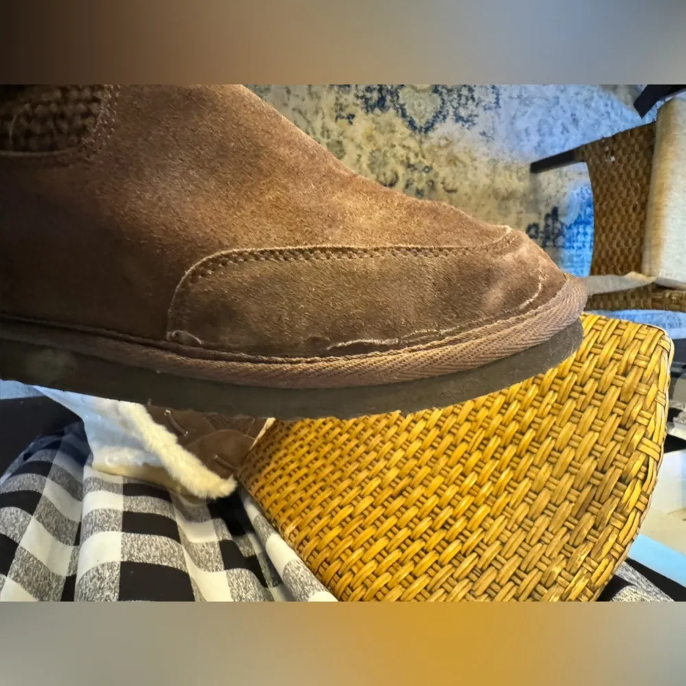 Dark Brown Suede Slipper Boots Size 10 - Image 7