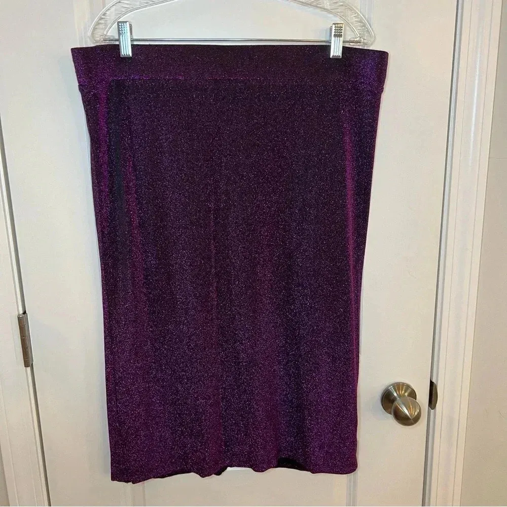 Eloquii women’s skirt sz 18 purple black glitter - Image 2