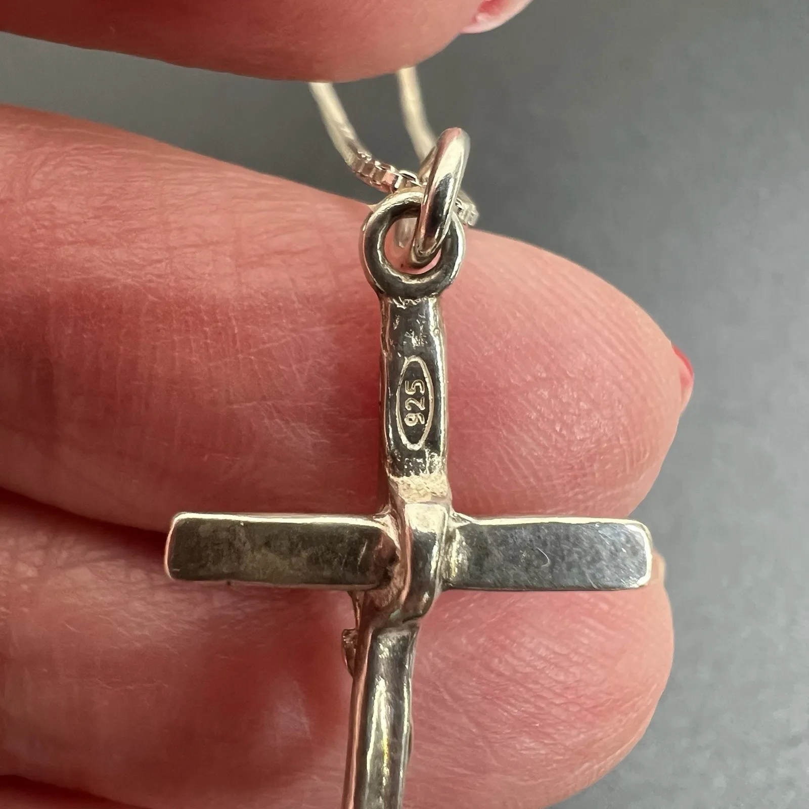 Sterling Silver 925 Crucifix Cross Pendant Chain Necklace Italy Dainty - Image 6